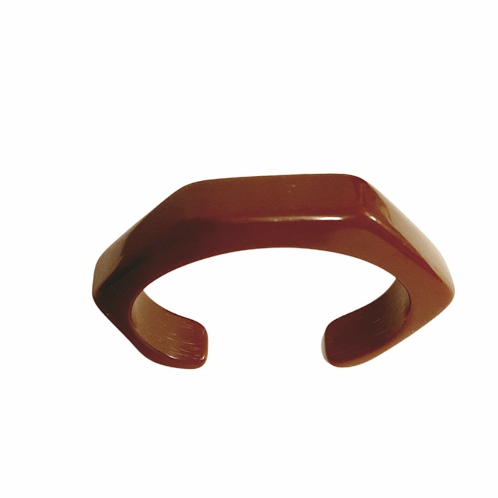 1960s Vintage Dark Brown Faceted Heavy Lucite Open Bottom Bangle Cuff Bracelet